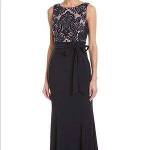 R&M Richards sequin bodice with bow floor length